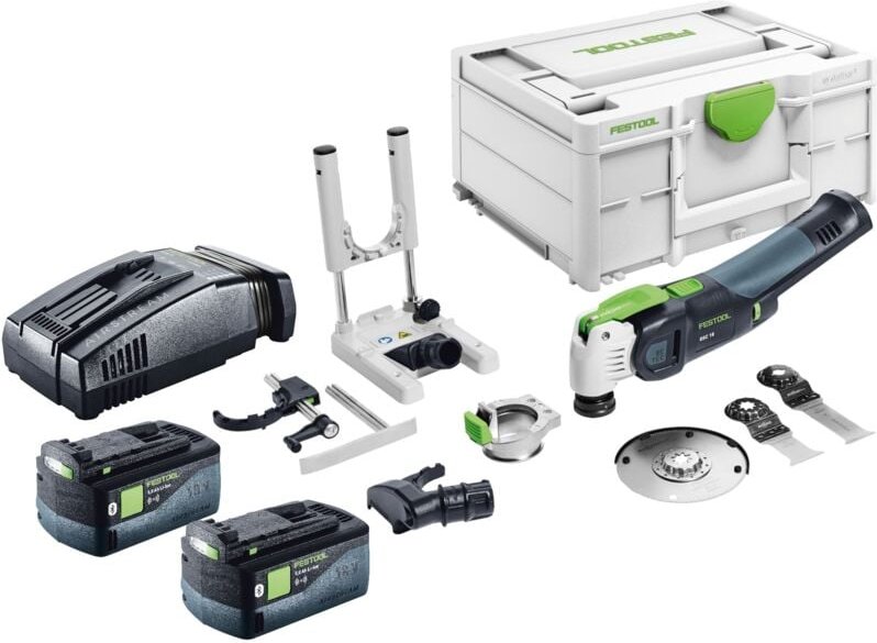 Festool VECTURO OSC 18 E-Basic Set Akku Oszillierer 18 V Starlock Max Brushless + 2x Akku 5,0 Ah + Schnellladegerät + Sy...