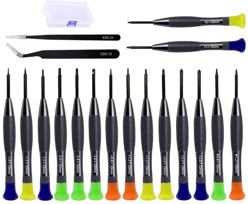 18-teiliges Schraubendreher-Set zur Reparatur von Telefonen/Brillen/Uhren, mehrfarbig
