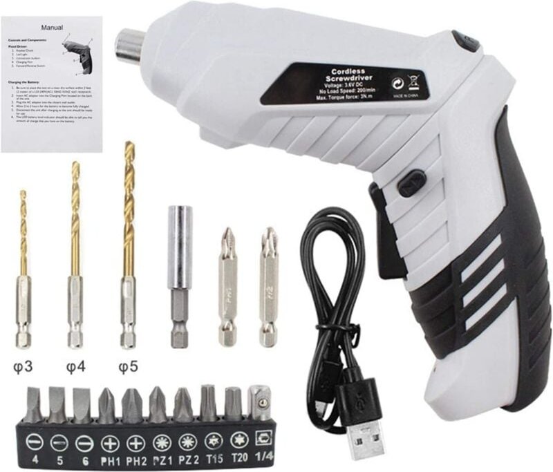 Vtizikl Mini tournevis sans fil électrique sans fil, kit de tournevis électrique avec lumière LED, batterie rechargeable...