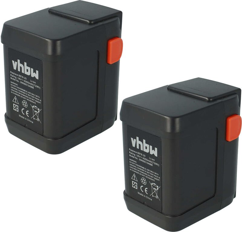Sparset 2x Li-Ion Akku 4000mAh (18V) kompatibel mit Werkzeuge Gardena ErgoCut 48-Li, 8878 Ersatz für 8835-U, 8835-20, 88...