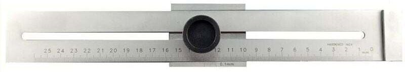 Ulisem Mattchrom-Anreißlineal mit Lasergraduierung, mm-Teilung, gehärtete Anreißkante, Größenbezeichnung: 250 mm Edelsta...