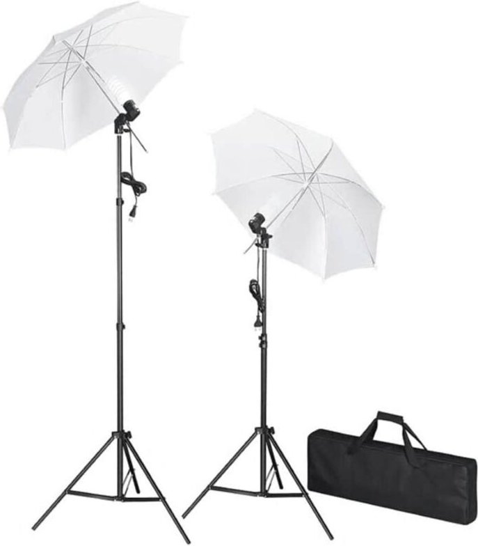 Fotostudio-Set mit Lampenstativen und Schirmen