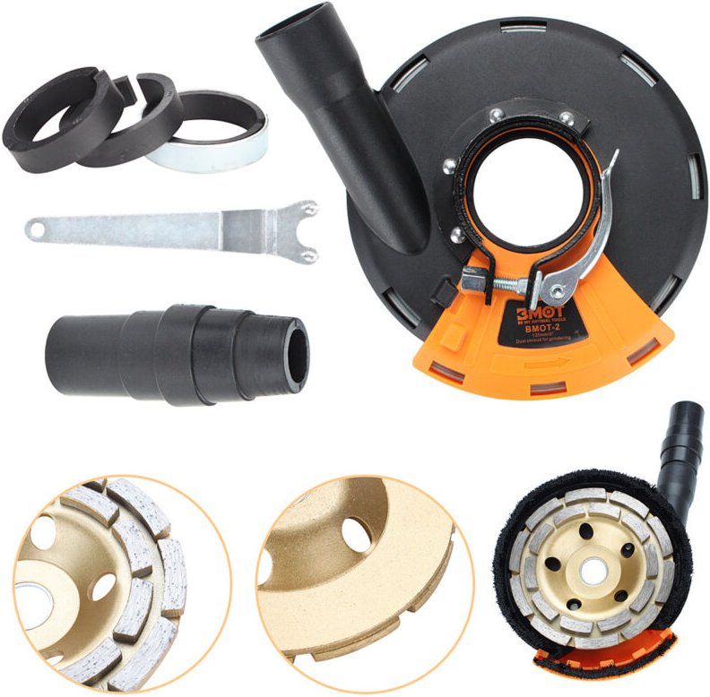 Randaco Absaughaube für Winkelschleifer 125 mm – Universal Staubabsaugung für Betonschleifer, Absaugaufsatz für Diamants...