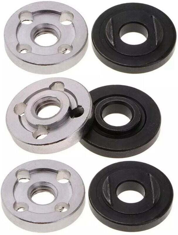 Thumbnail - 6 Stück Flanschmuttern für Winkelschleifer 9523, innen und außen, zahnlos und gezahnt