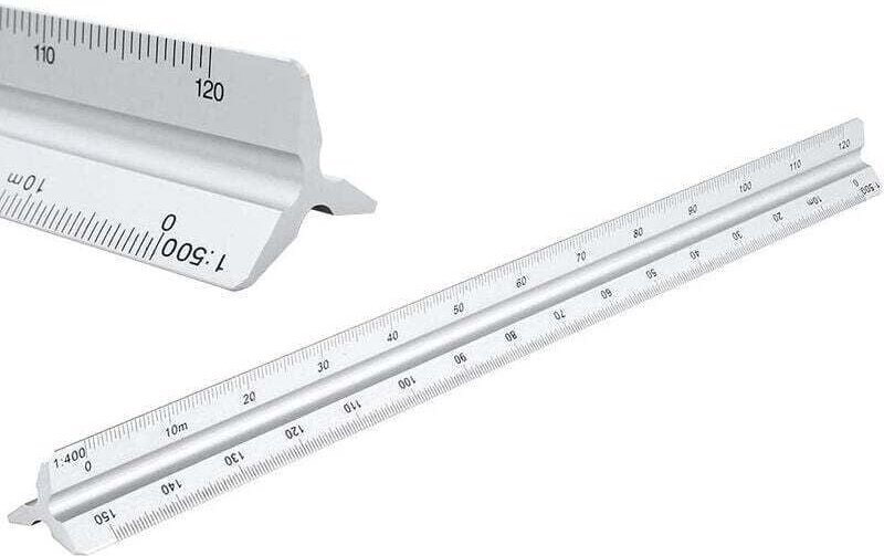 Aiperq - Dreieckiges Lineal, Maßstabsverkleinerungsdreieck 1:100 1:200 1:250 1:300 1:400 1:500 für Architekten, Vermesse...