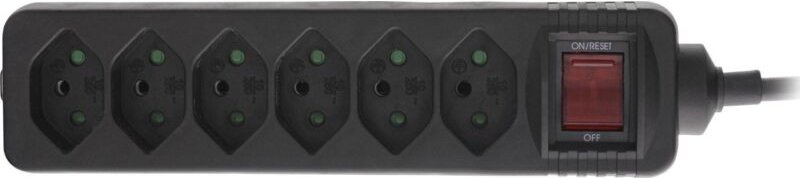 Elektrische Steckdosenleiste Inline 6 Steckdosen schwarz 2300 W 1.5 m