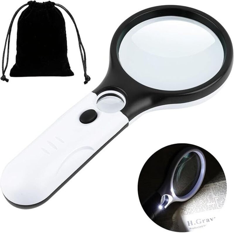 Beleuchtete Leselupe 10x 30x - Handlupe, beleuchtet für Zeitungen, Schmuck, Senioren, Sehbehinderte, Beobachtung und Bas...