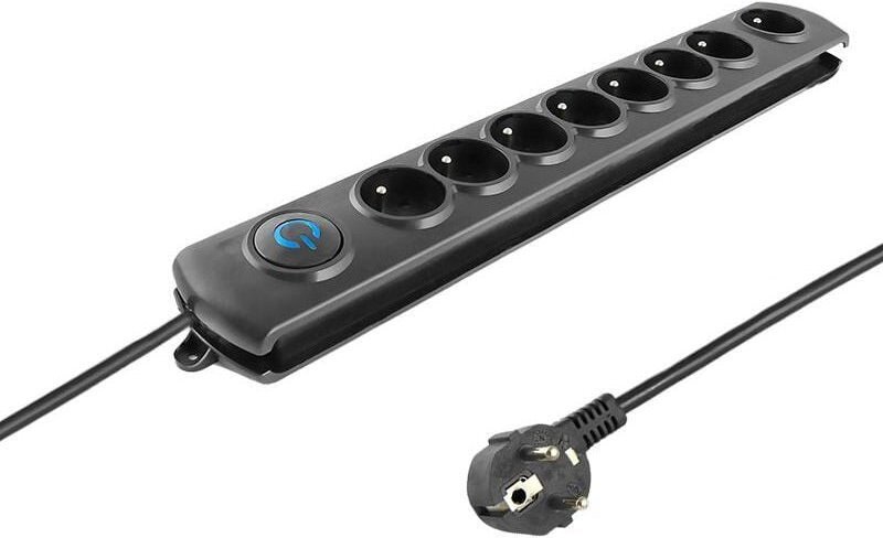 Qoltec Überspannungsschutz-Steckdosenleiste mit 8 Steckdosen, 1,8 m