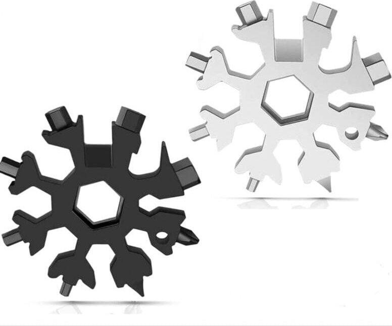KZQ - 18 in 1 Snowflake Multitool, Cacciavite e apriscatole portachiavi 2 in 1, Strumento portatile in acciaio inossidab...