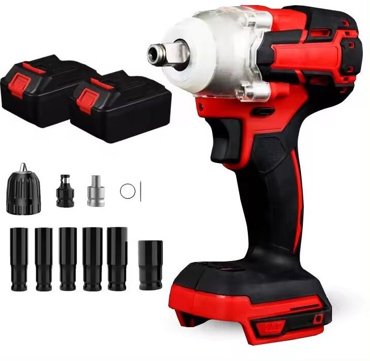 Akku-Schlagschrauber ohne Bürsten, 1/2-Zoll-Schlagschrauber, kompatibel mit 18-V-Akkus, 300 nm, 2 Geschwindigkeiten, 2-i...