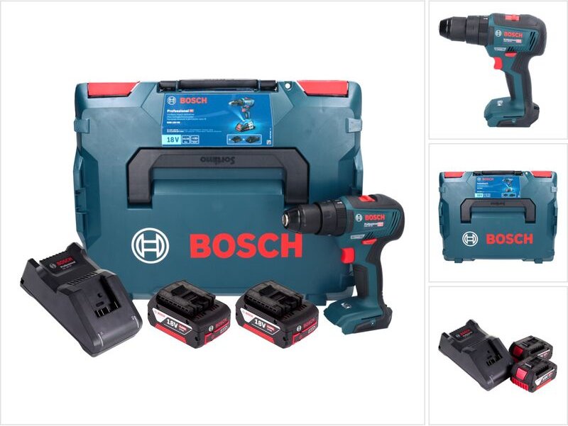 Bosch GSB 18V-55 Professional Akku Schlagbohrschrauber 18 V 55 Nm Brushless + 2x Akku 4,0 Ah + Ladegerät + L-Boxx