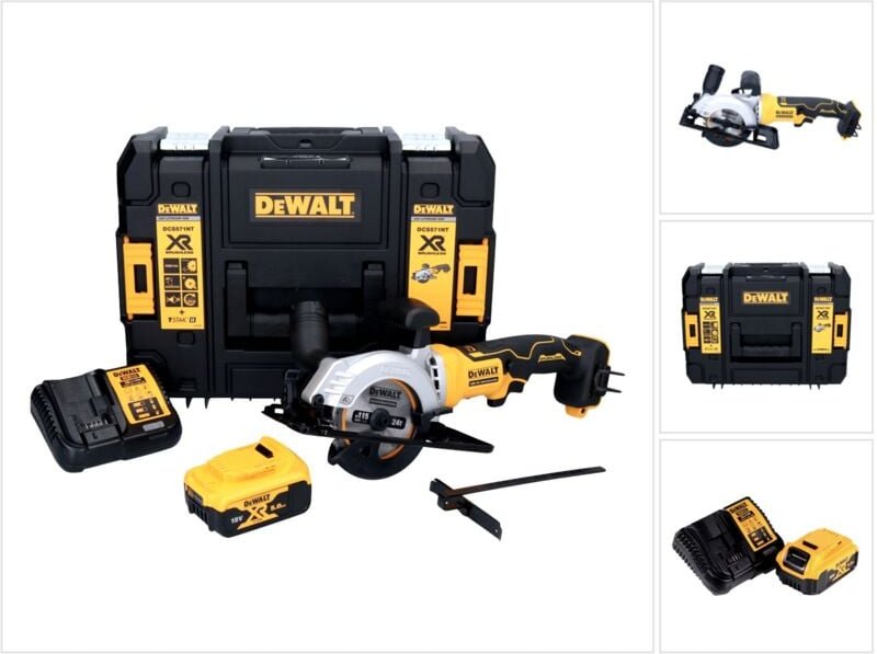 DeWalt DCS 571 P1 Akku Handkreissäge 18 V 115 mm Brushless + 1x Akku 5,0 Ah + Ladegerät + TSTAK