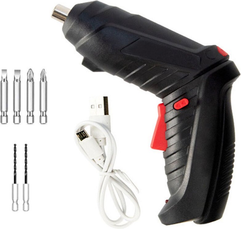 Akku-Schraubendreher 3,6V – Multifunktions-Kit mit 8 Zubehörteilen, Drehgriff, Kabelloser Schraubendreher