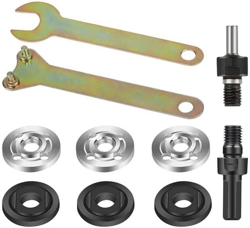 6-mm-auf-10-mm-Spannfutteradapter für Winkelschleifer mit Flanschmuttern und 2 Schraubenschlüsseln