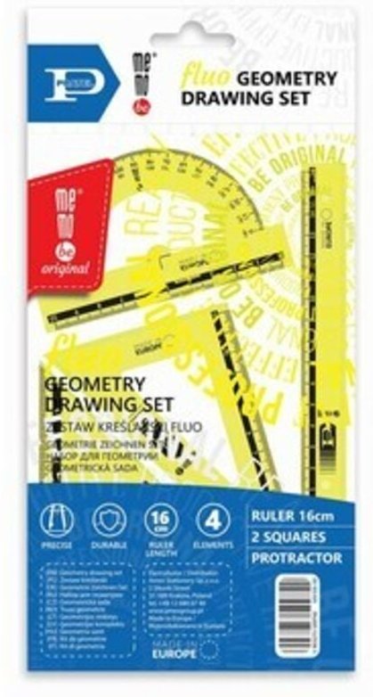 Thumbnail - Memobe - Fluoreszierendes Zeichenset: Geodreiecke, Winkelmesser, Lineal