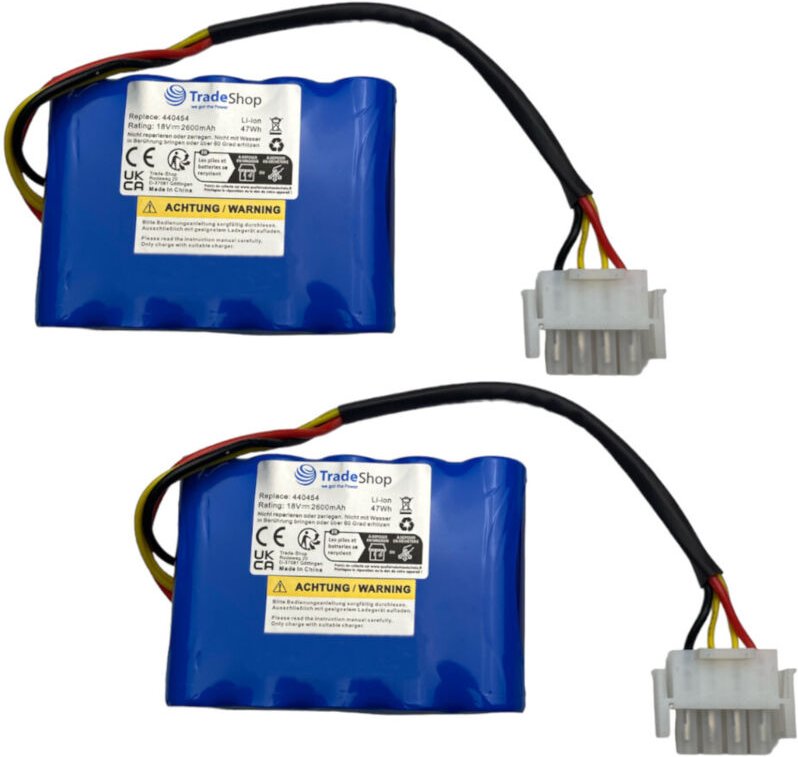 2x Trade-shop Li-Ion Akku 18V 2,6Ah kompatibel mit al-ko Robolinho 300 e, 350 w, 450 w, 500 i, 500 iw, 500 w, 520 w, 550...