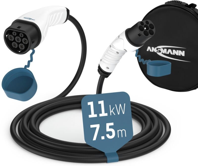 Ansmann - 1900-0118 eMobility Ladekabel Autoladekabel 11kW Typ2 7,5m