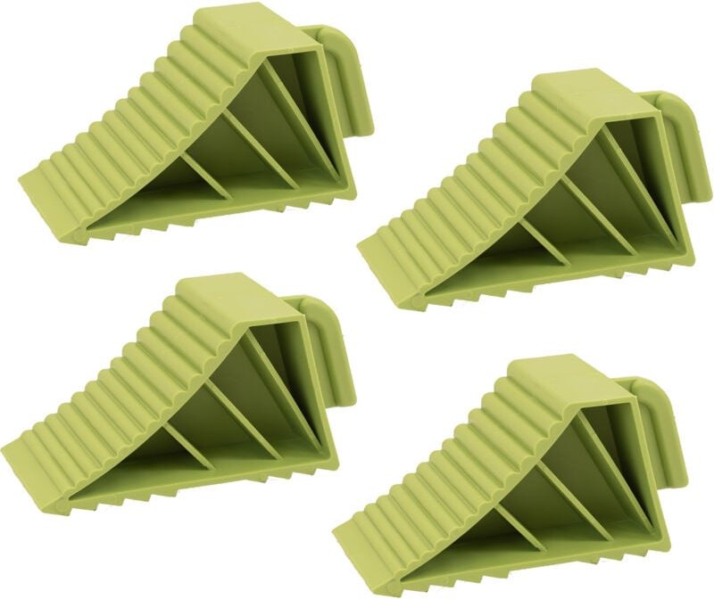 4 x Unterlegkeil mit Griff 21 x 8 x 10 cm 3 T Tragkraft Grün für Wohnmobil Anhänger Bremskeil