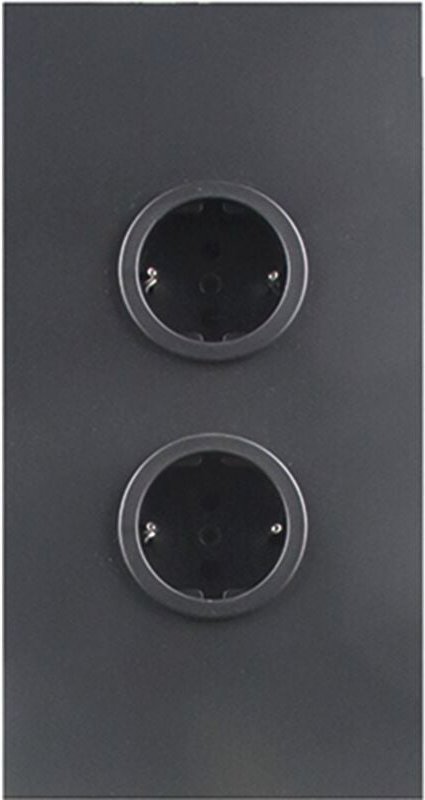 Ecksteckdose 2ST220 - Steckdose 2fach für die vertikale Montage in einer Ecke, Edelstahl schwarz, 230V - Caressi