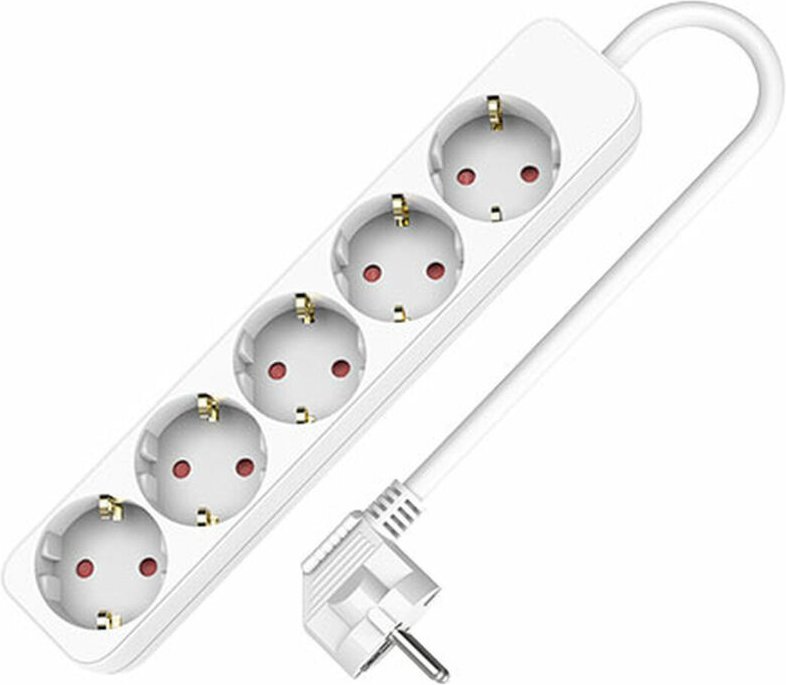 Steckerleiste mit 5 Steckdosen und Schalter TM Electron TMUAD505S Weiß 3680 W (1,5 m)