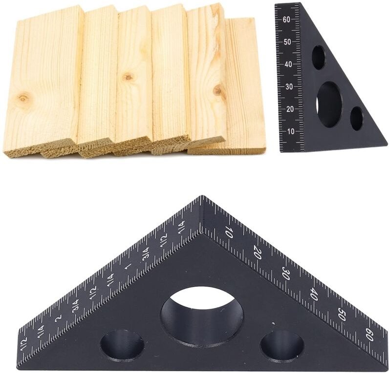 Dreieckslineal aus Aluminiumlegierung, Präzisionswerkzeug für die Holzbearbeitung, 45-Grad-Winkellineal, 45-Grad-Vierkan...
