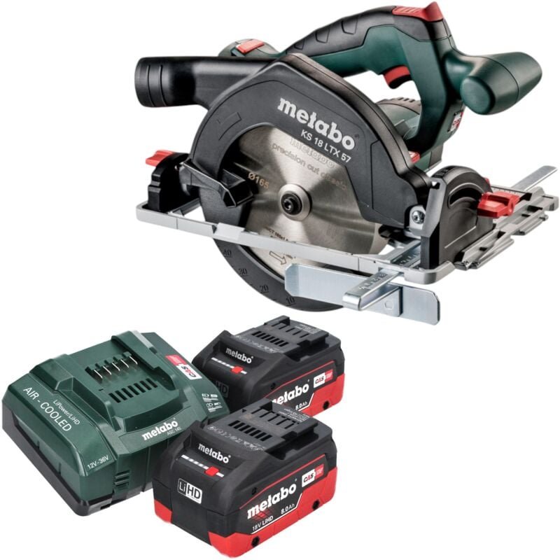 Metabo - ks 18 ltx 57 Akku Handkreissäge 18 v 165 mm + 2x LiHD Akku 8,0 Ah + Ladegerät
