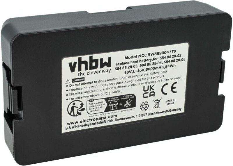 vhbw Akku kompatibel mit Husqvarna 315 (2020), 315X (2020), 305 (2020), 310 (2020), 115H (2020) Rasenroboter (3Ah, 18V, ...