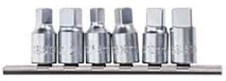 Satz 6 Steckschlüssel für Ölstopfen 8-14mm 3/8'' 1/2"