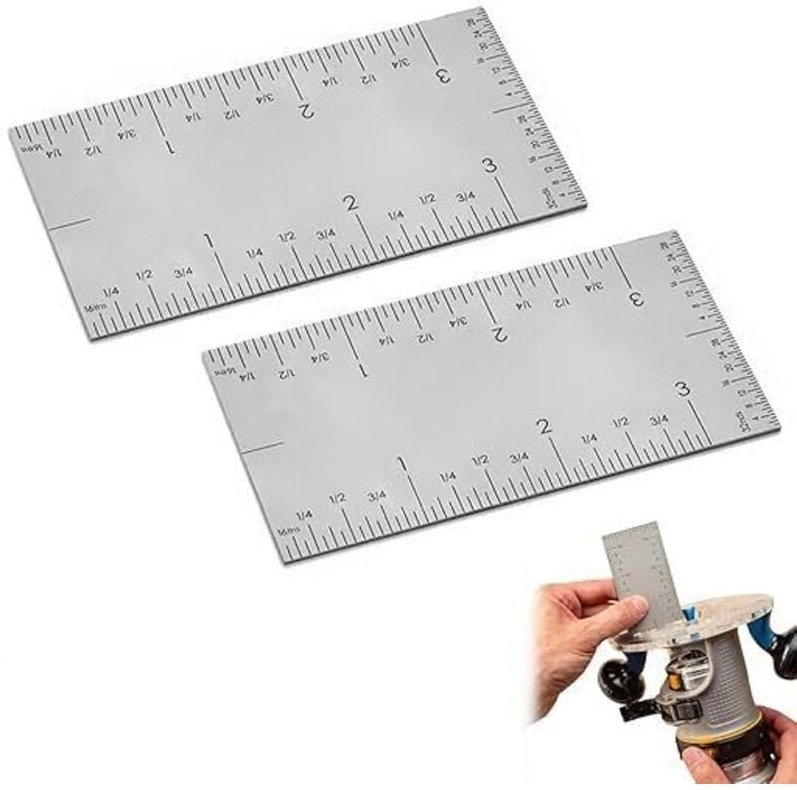 Square Edge Ruler, Durable Stainless Slide Precision Rule, Woodworker Edge Rule Stainless Steel, Three Point Positioning...