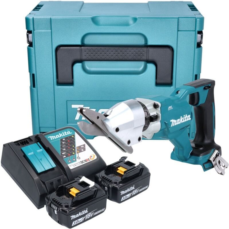 Makita DJS 800 RFJ Akku Faserzementschere 18 V Brushless + 2x Akku 3,0 Ah + Ladegerät + Makpac