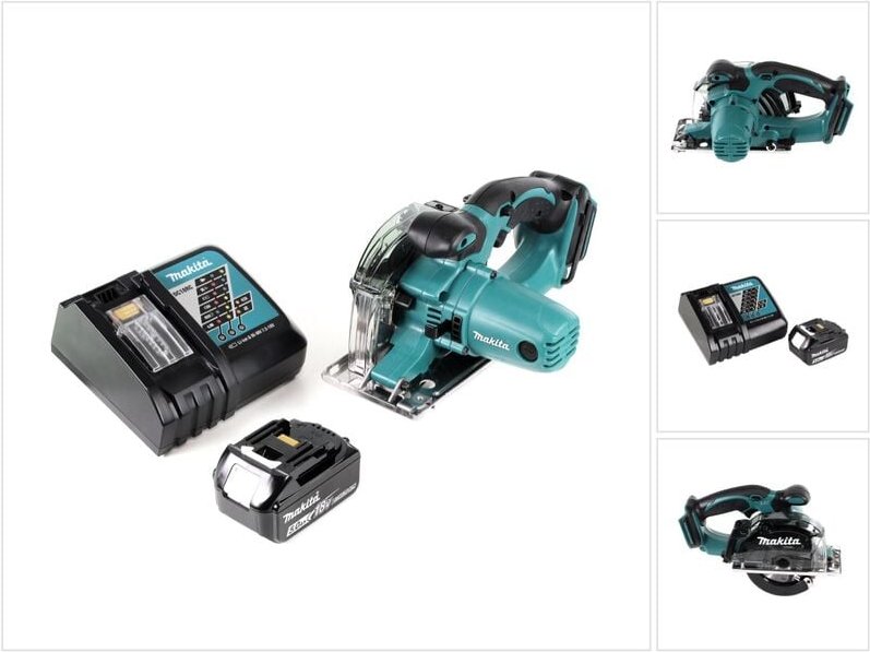 Makita DCS 552 RT1 18 V Akku Metall Handkreissäge 136 mm + 1x 5,0 Ah Akku und Ladegerät + Sägeblatt und Schutzbrille
