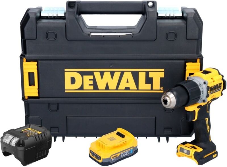 DeWalt DCD 805 E1T Akku Schlagbohrschrauber 18 V 90 Nm Brushless + 1x Powerstack Akku 1,7 Ah + Ladegerät + TSTAK