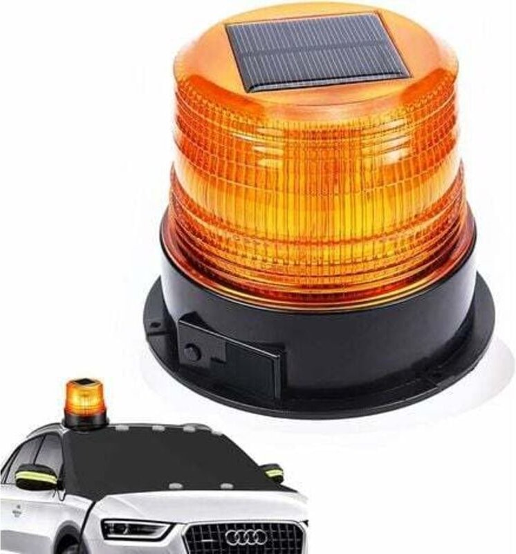 12V Solar-/USB-LED-Warnleuchte, magnetisches Drehlicht, Blinklicht für Auto, LKW, kabellos, superhell