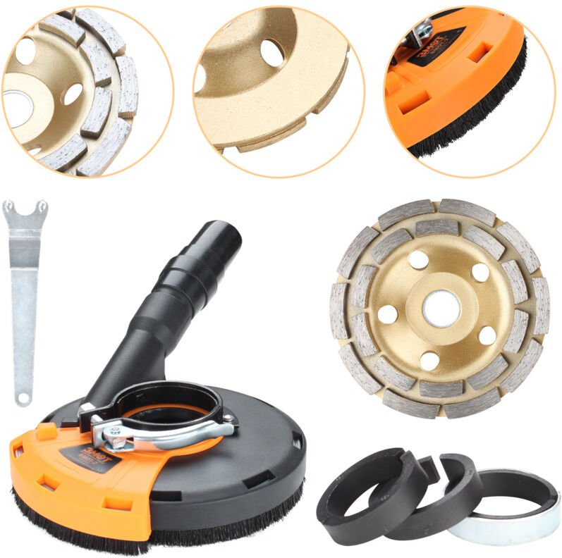 Jiubiaz Absaughaube für Winkelschleifer 125 mm – Universal Staubabsaugung für Betonschleifer, Absaugaufsatz für Diamants...