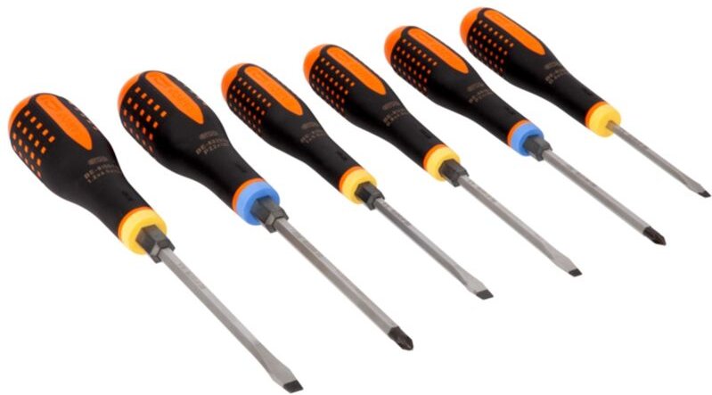ERGO-Satz Schraubendreher für Schlitz-, Pozidriv- und Innensechskantschrauben mit durchgehender Sechskantklinge und schl...