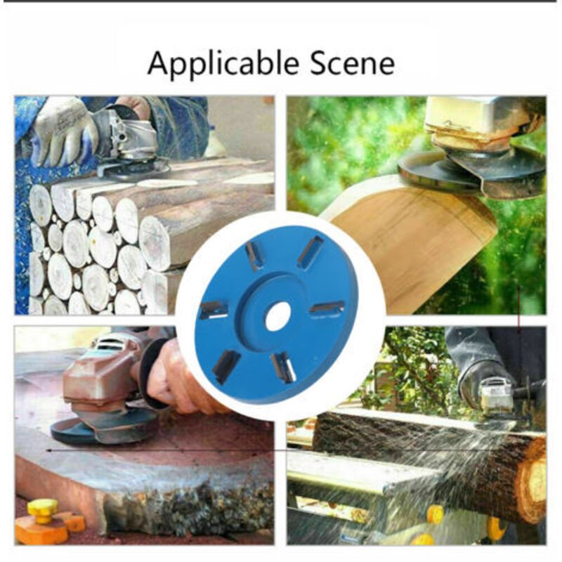 Stahl-Holzschnitzscheibe, 6-Zahn-Fräser, Holzbearbeitungswerkzeug, Winkelschleiferzubehör, Flachklinge