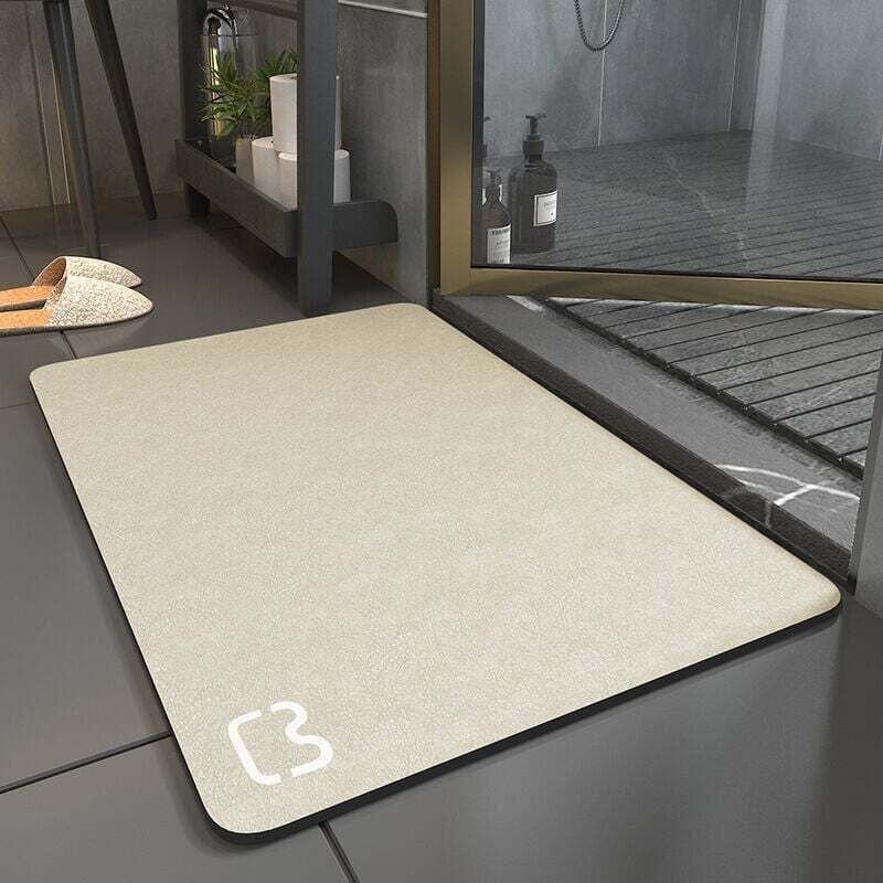 Diatomit Saugfähige, schnelltrocknende, rutschfeste Badematte, Beige – 60 x 90 cm