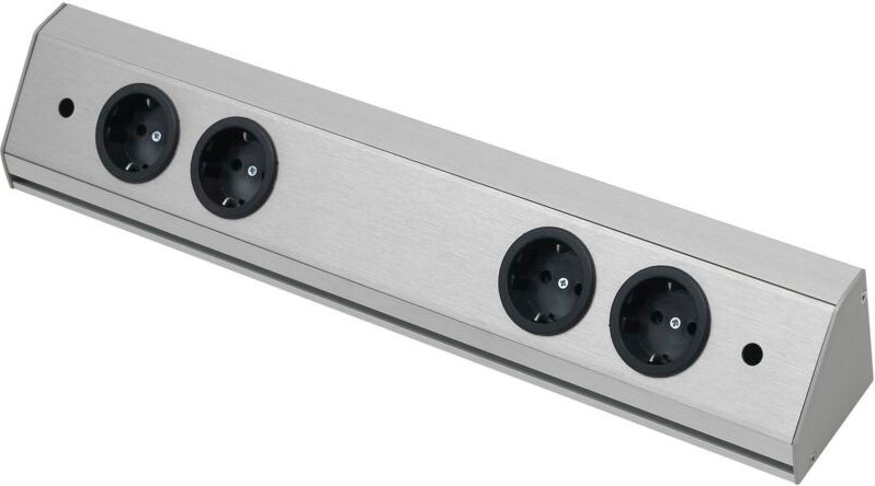 Wipo - Steckdosenleiste Corner Compact 230 v, max.3500 Watt, l 760 mm, Edelstahl Effekt
