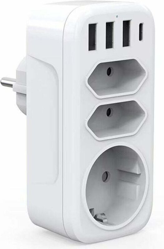 Thumbnail - USB-Steckdosenleiste, 3 Steckdosen Wandsteckdosenleiste mit 3 USB-Anschlüssen 3A, 6 in 1 4000W Mehrfach-USB-Ladegerät, U...