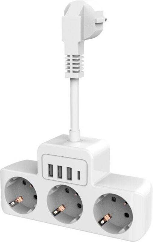 Steckdosenleiste mit Einzelschaltern, USB-C-Mehrfachsteckdosenleiste zur Wandmontage mit 4 Steckdosen und 3 USB-Ladeansc...