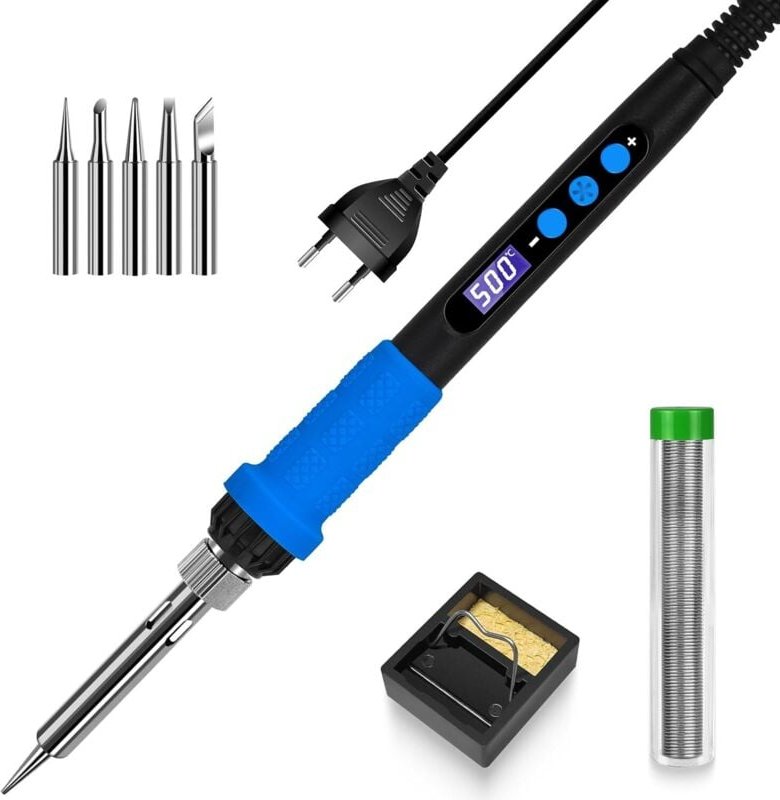 Lötkolben-Set mit LCD-Display, 100 w, LED-Anzeige, einstellbare Temperatur, Lötkolben mit automatischem Ruhemodus, Lötpi...