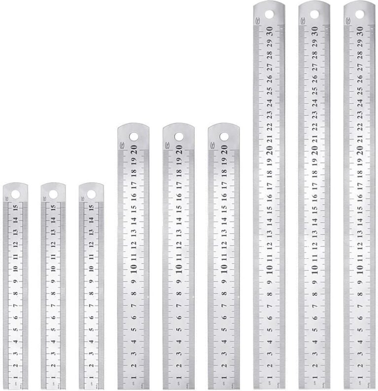 Thumbnail - Pcs Edelstahl-Lineal, 15 cm, 20 cm, 30 cm, Metall-Lineal, doppelseitig, Größe, Zimmermanns-Lineal, langlebig, rostfrei, ...