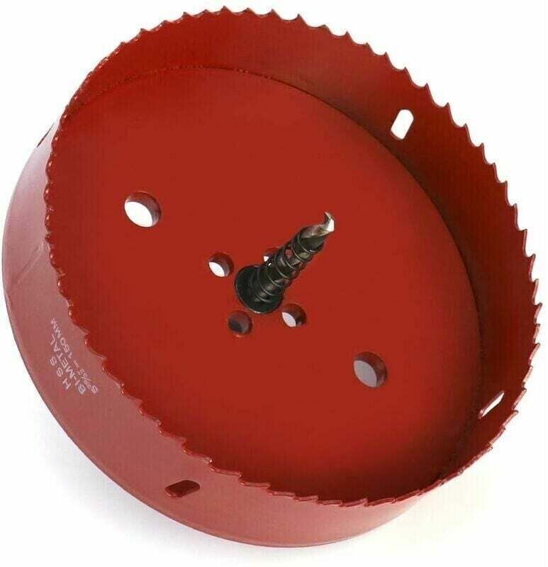 Bimetall-Lochsäge Ø 150 mm, HSS-Schnellstahl M42, mit Sechskantschaft und Bohrer für Aluminium, Eisen und Holz