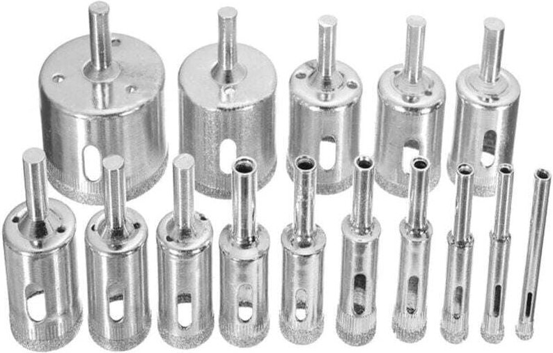 XVX - 15-teiliges Diamant-Lochsägen-Set, 6–50 mm Hohlkernbohrer für Glas und Fliesen, Lochsägen für Glas, Keramik und Po...