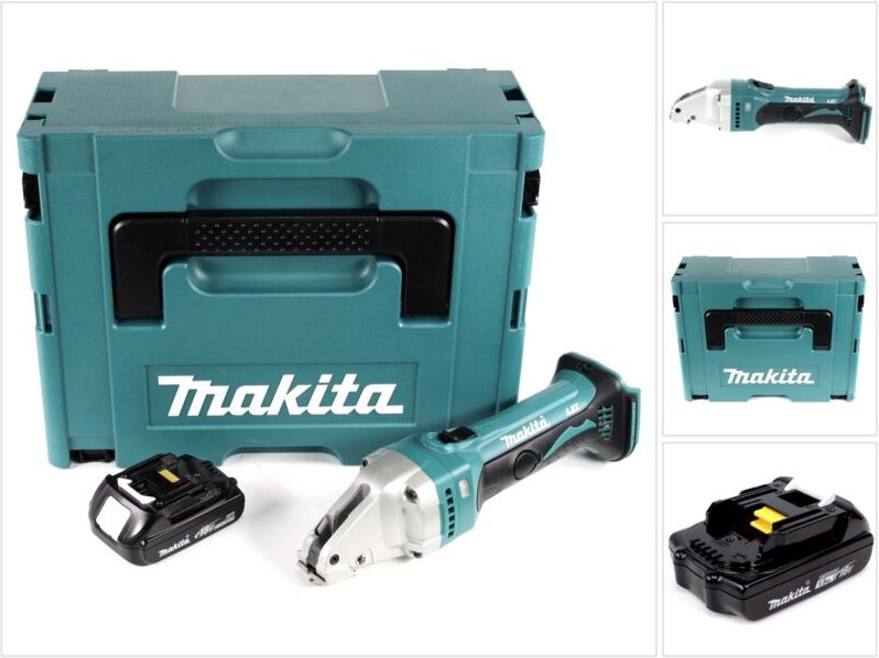 Makita DJS 161 Y1J 18 V Li-Ion Akku Blechschere im Makpac + 1 x 1,5 Ah Akku - ohne Ladegerät