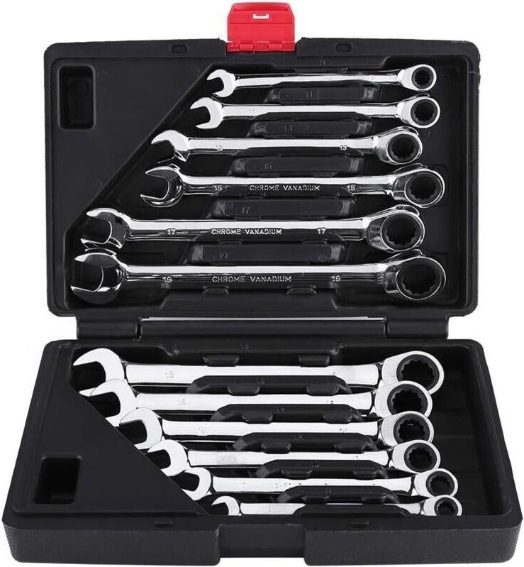 Ratschen-Maulschlüssel-/Verlängerungsschlüssel-Set, Steckschlüssel- und Bit-Set, 8 mm–19 mm verstellbarer Ratschenschlüs...