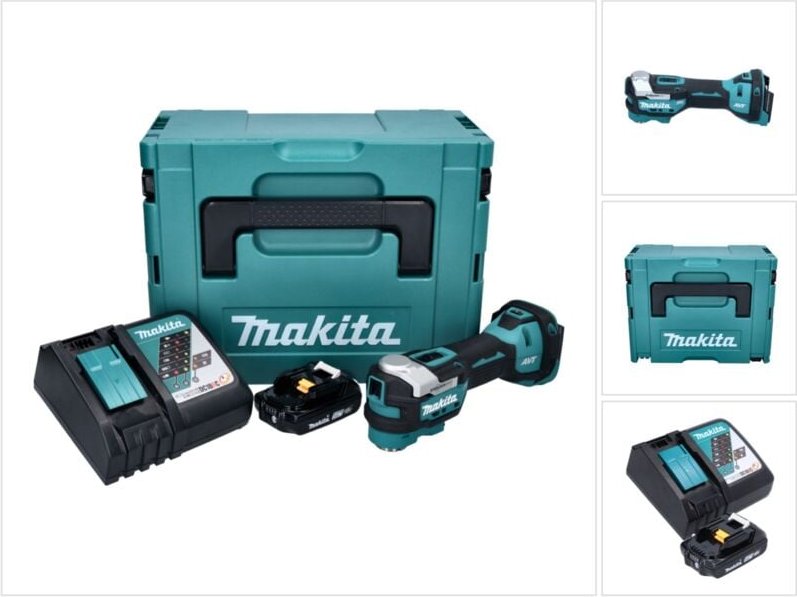 Makita DTM 52 RA1J Akku Multifunktionswerkzeug 18 V Starlock Max Brushless + 1x Akku 2,0 Ah + Ladegerät + Makpac