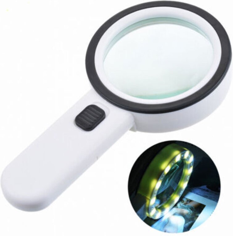 Tragbare Leselupe, 12 LED Lupe 30X, große beleuchtete Handlupe für Juweliere, Uhrmacher, Bastler, Kinder, ältere Mensche...