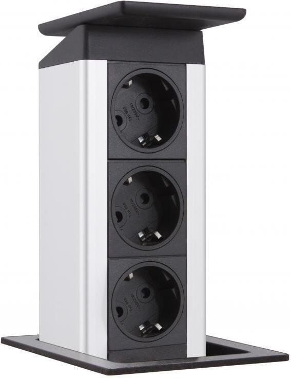 EVOline 3-Fach Steckdose Port Push Edelstahloptik mit Push-Funktion