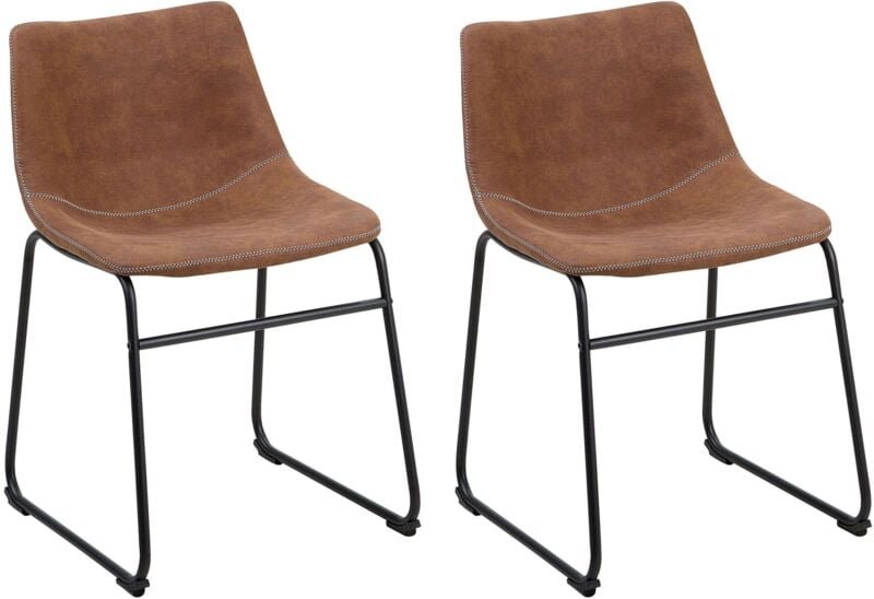 Stuhl 2er Set Braun Polsterbezug Retro-Design